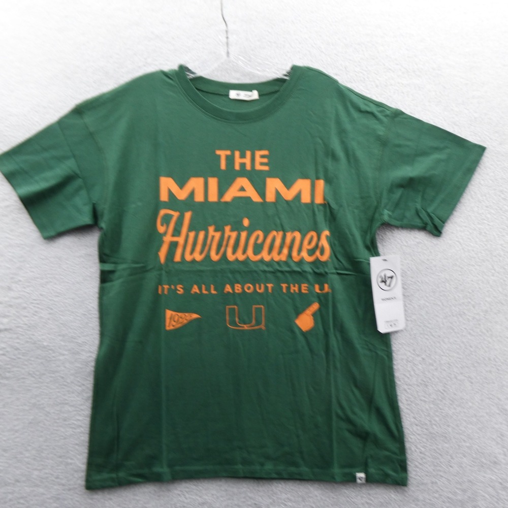 '47 Brand Shirt Women Small Miami Hurricanes Green Relaxed Fit Cotton